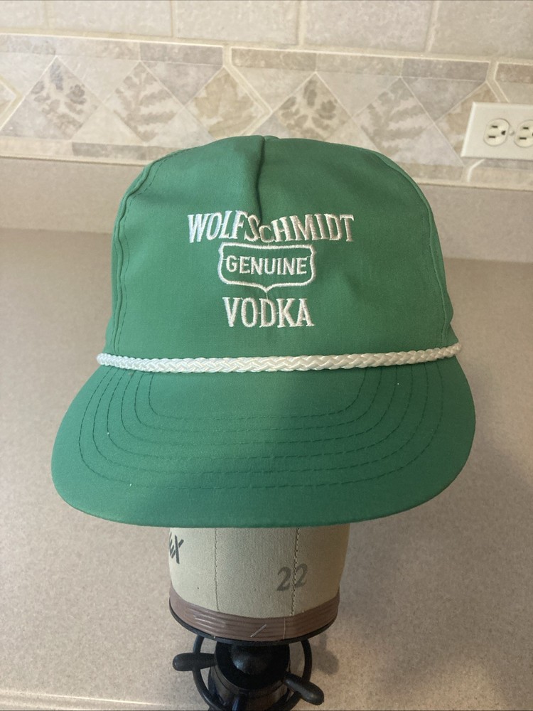 Vintage Wolfschmidt Vodka Green Snapback Hat Embroidered