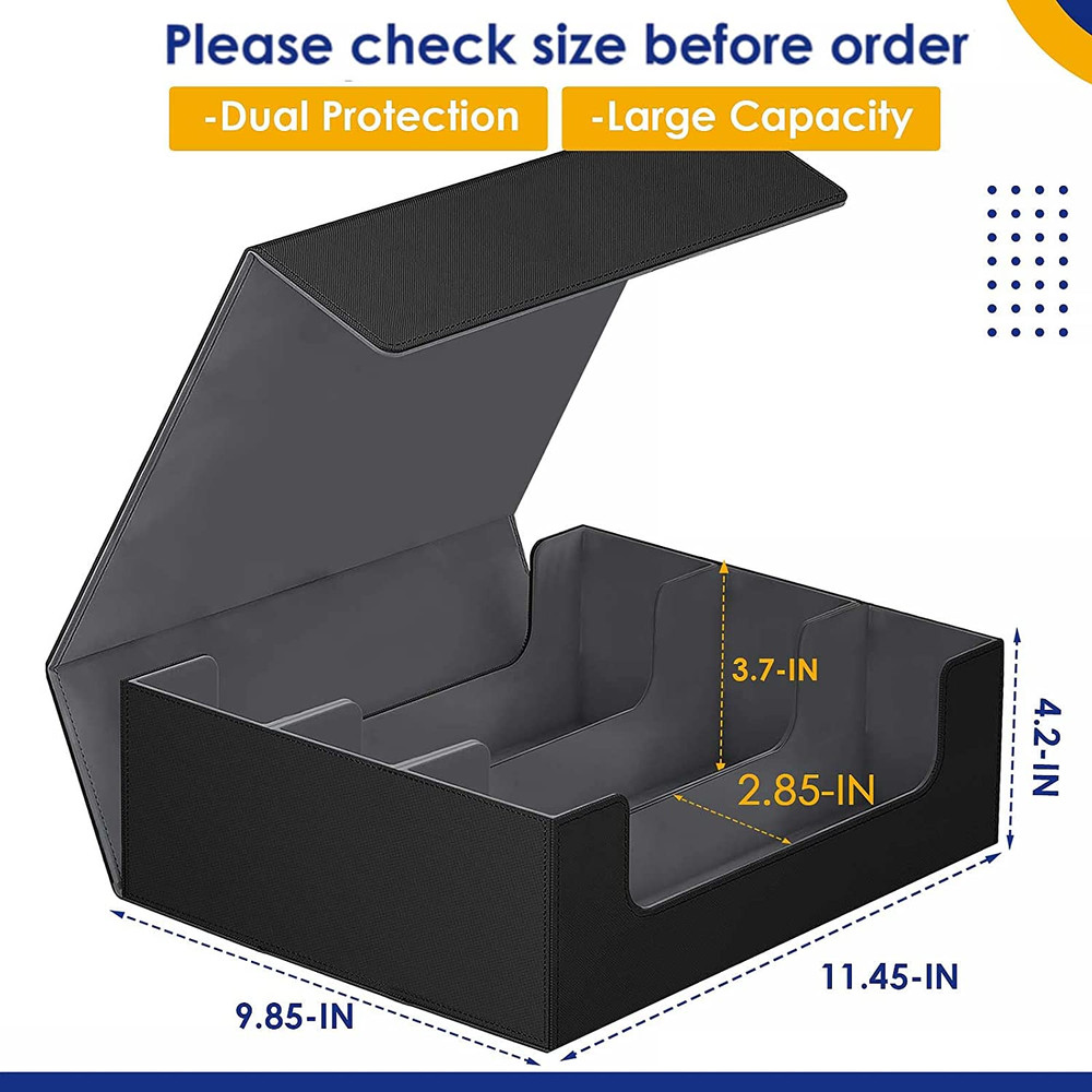 Card Storage Box 1800+ Card Storage Magnetic Closure Leather Material Deck Box
