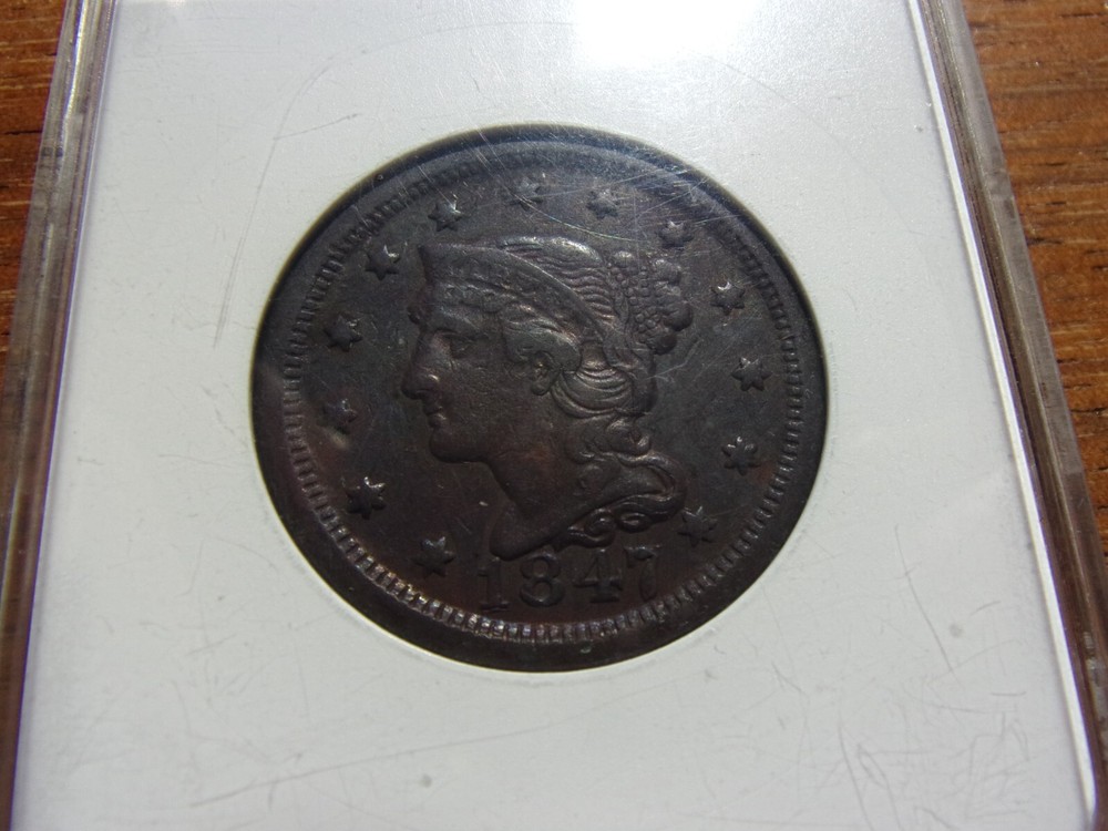 1847 ONE CENT N-4 NICE BOLD OVERDATE ANACS BETTER GRADE