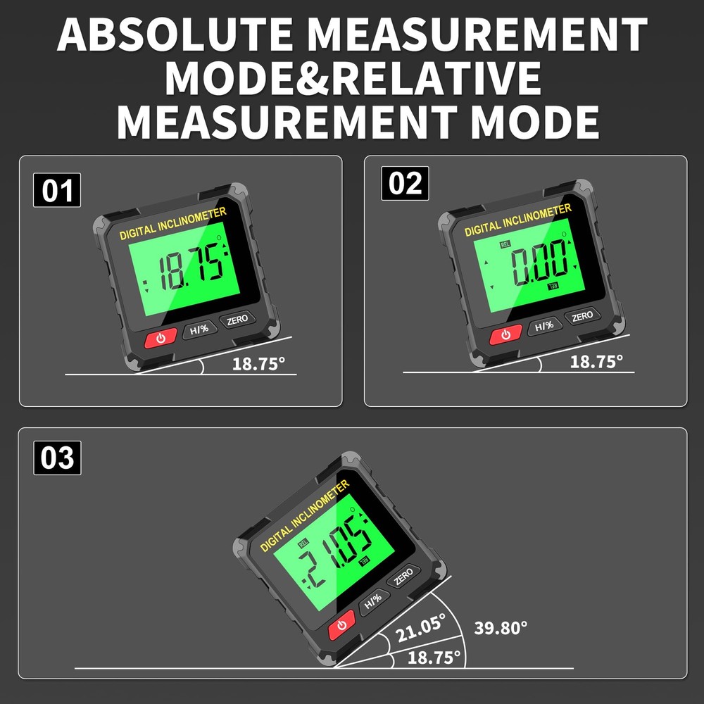 Digital Level Box Construction Protractor Range 4 × 90° Resolution 0.05° Angl...