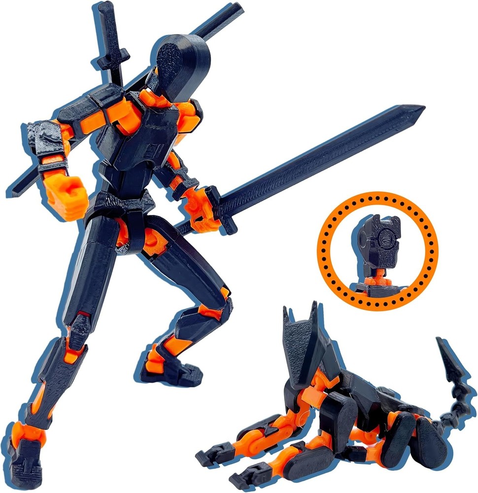 (Assembly Completed) T13 Action Figure Set, Black Orange(assembly