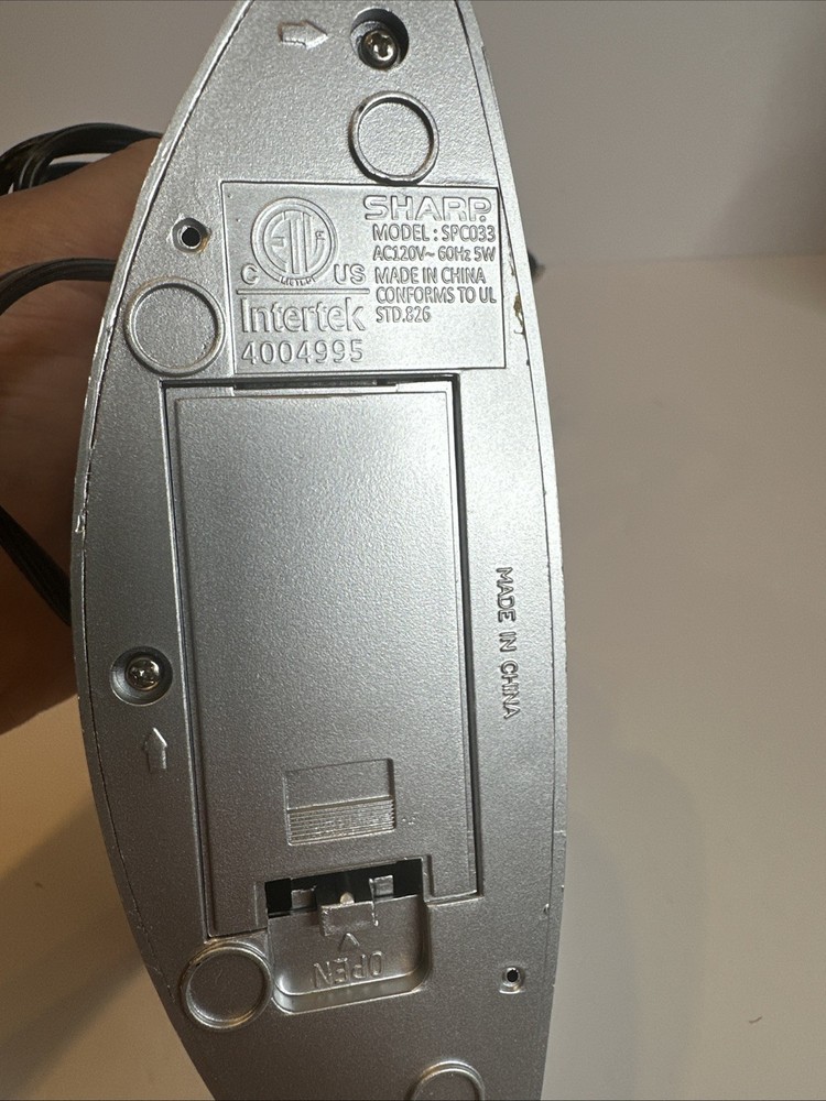 Sharp Model SPC033 Silver Alarm Clock Large Red Number Display Swivel EUC