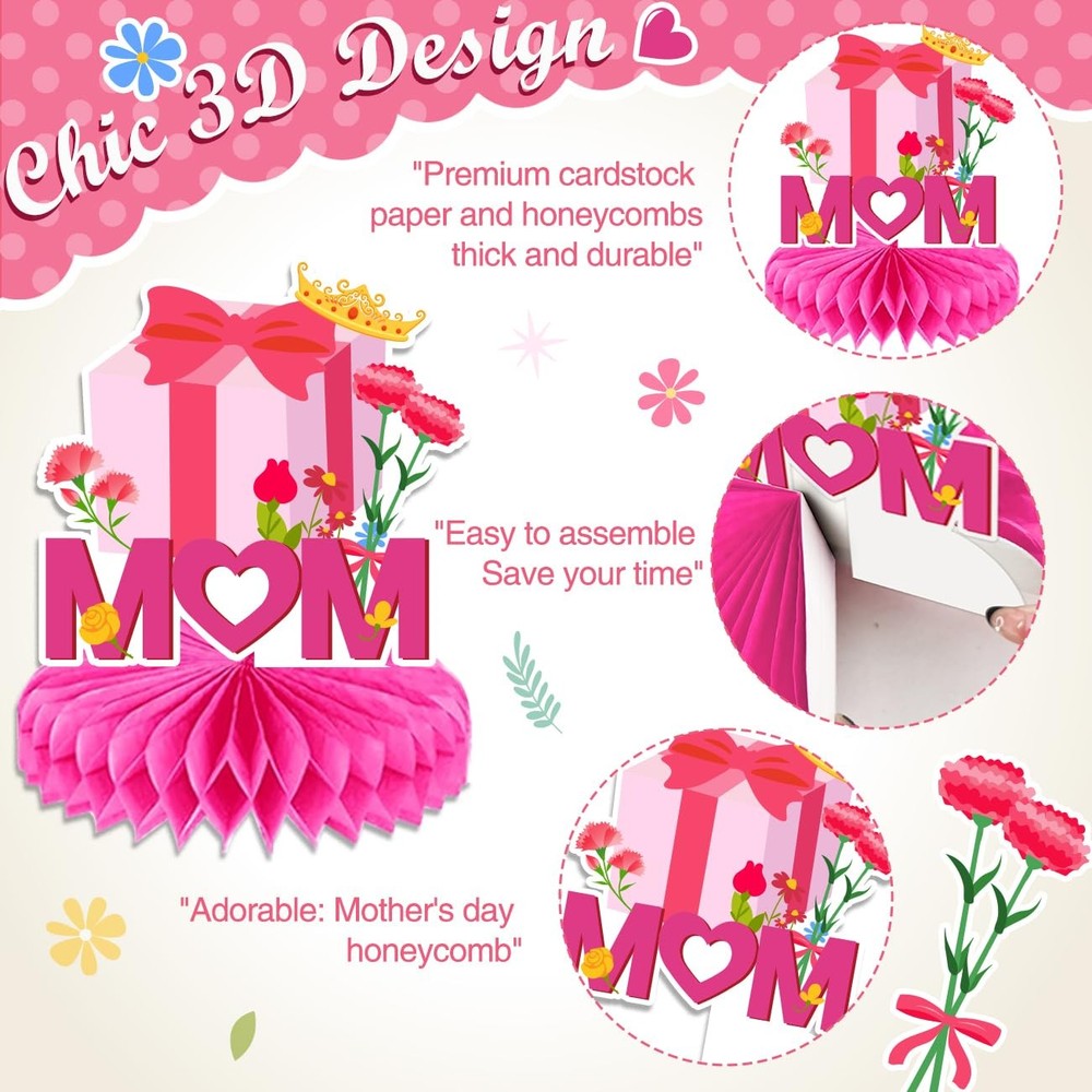 37Pcs Mothers Day Decorations includes Happy Banner Pink