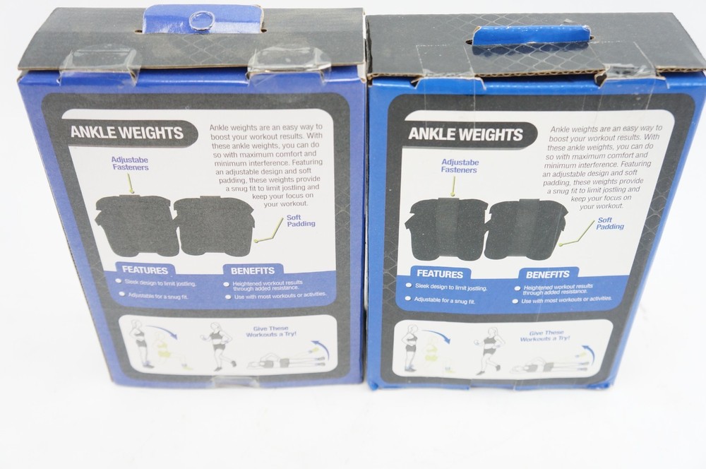 New 2-Pack Pro Strength Black Ankle Weights 2 Piece 2 Pound Set Black