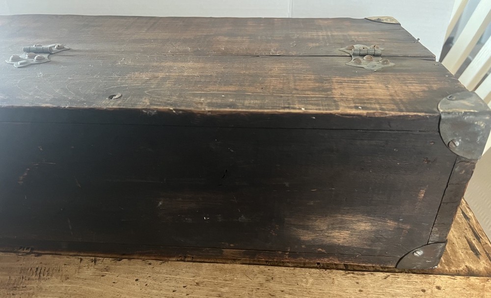 Unique Antique Handmade Solid Wood Utility Tool Box - 30”x11”x6”