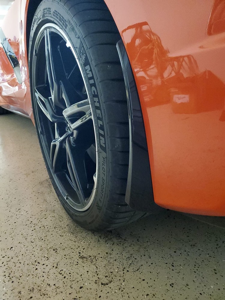 4X CARBON FLASH Front & Rear Mud Flaps for Corvette C8 2020-2024 Splash Guards