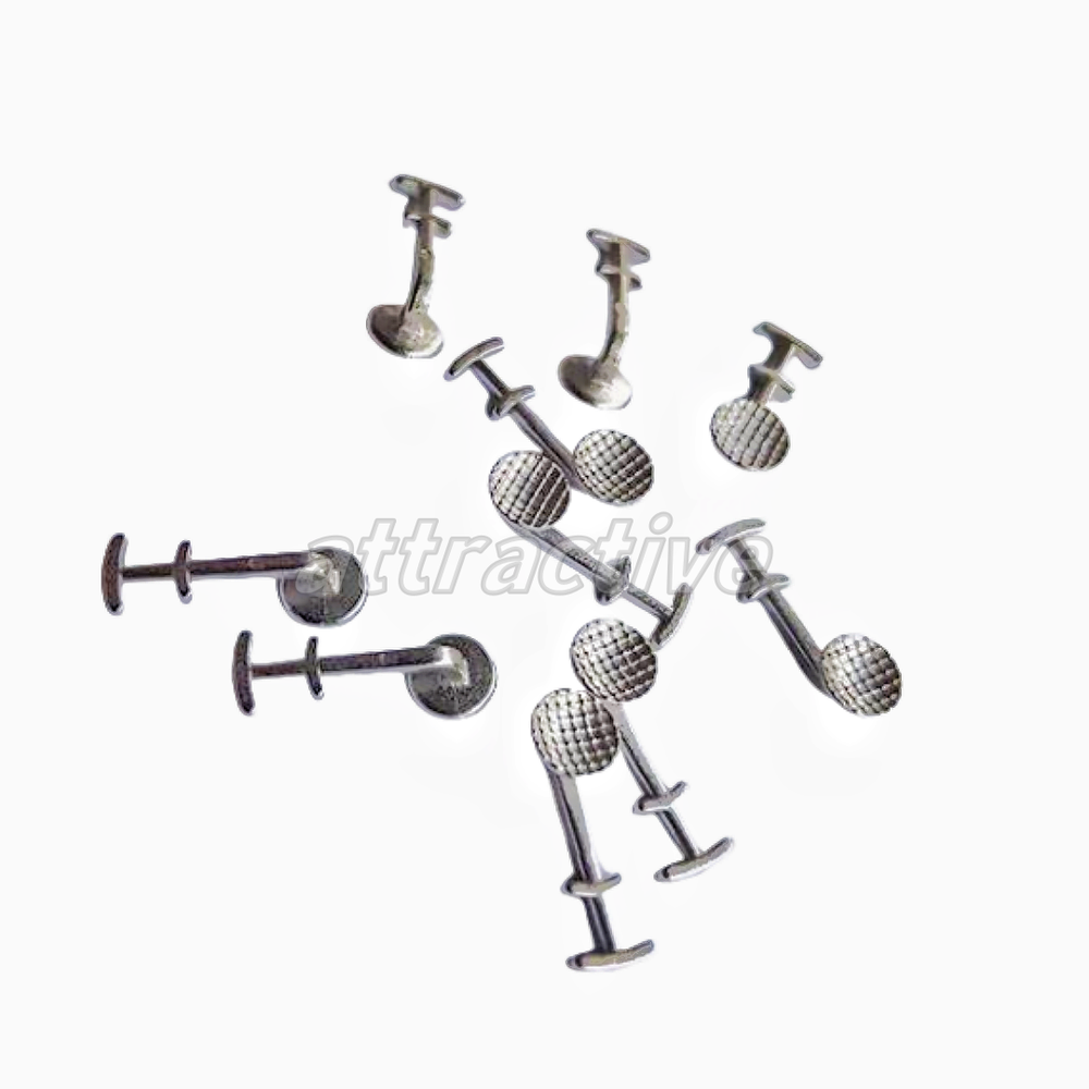 Dental Lingual Buttons Double-Sided Hooks Crimpable Multi Hook Brackets