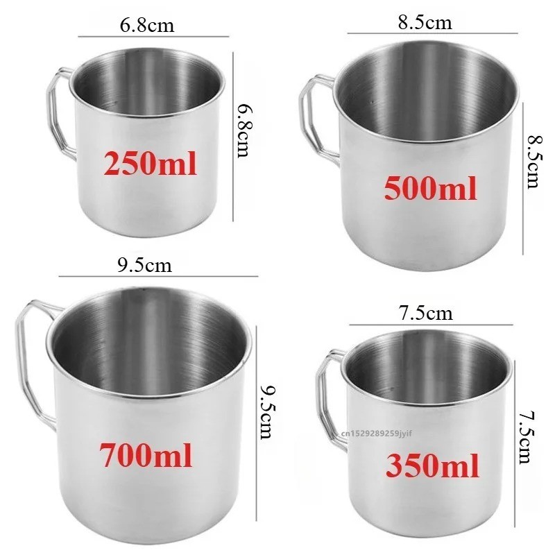 Stainless Steel Camping Cup Portable Mug Foldable Handle