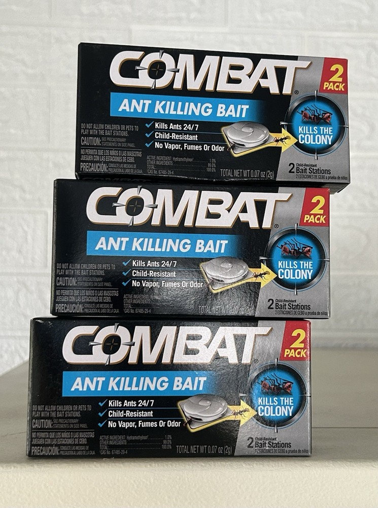 3 Pack Combat Ant Killing Bait Stations (6 baits) No odor child resistant