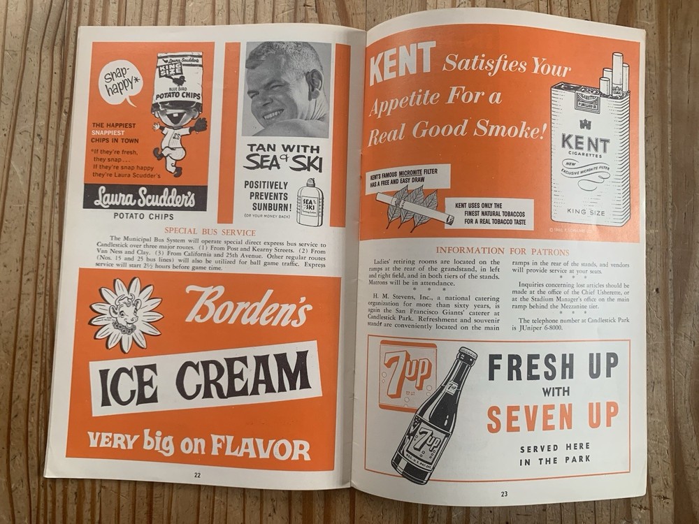 San Francisco Giants Vs Los Angeles Dodgers 1960 Vintage Program