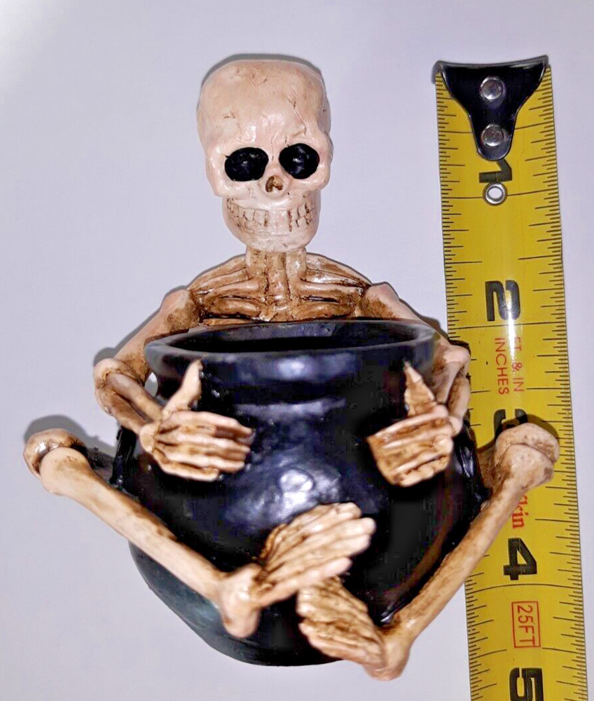 Creepy Skeleton Tabletop Candle Holder Cauldron