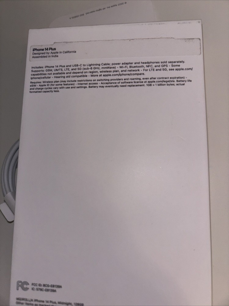 Genuine Apple IPhone 14 Plus EMPTY BOX + CHARGER ONLY