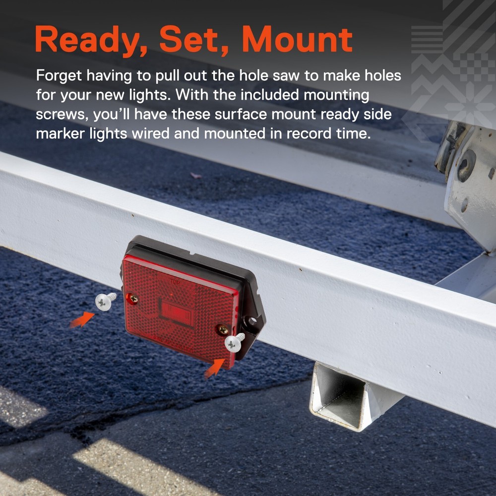 2pc DOT Surface Mount Red LED Side Marker Light Utility Boat Trailers Over 80