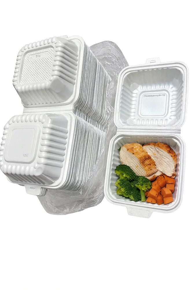 ProTakeOut, [5" x 4.5"] White, 1-Comp, 250 Pack Hinged Take-Out Containers