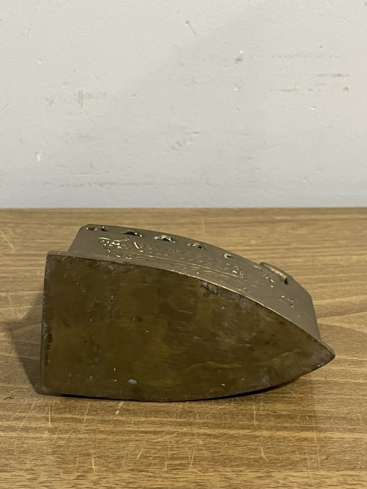 Vintage Embossed Brass Sad Iron