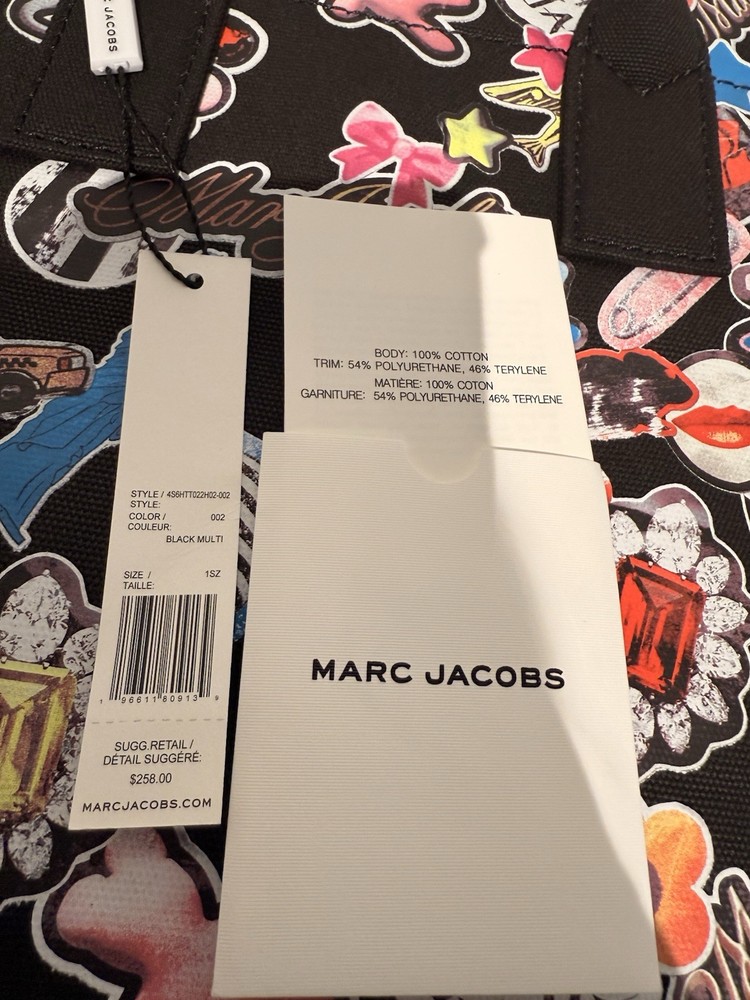 NWT Marc Jacobs Standard Supply Medium Canvas Tote Bag - black Multi