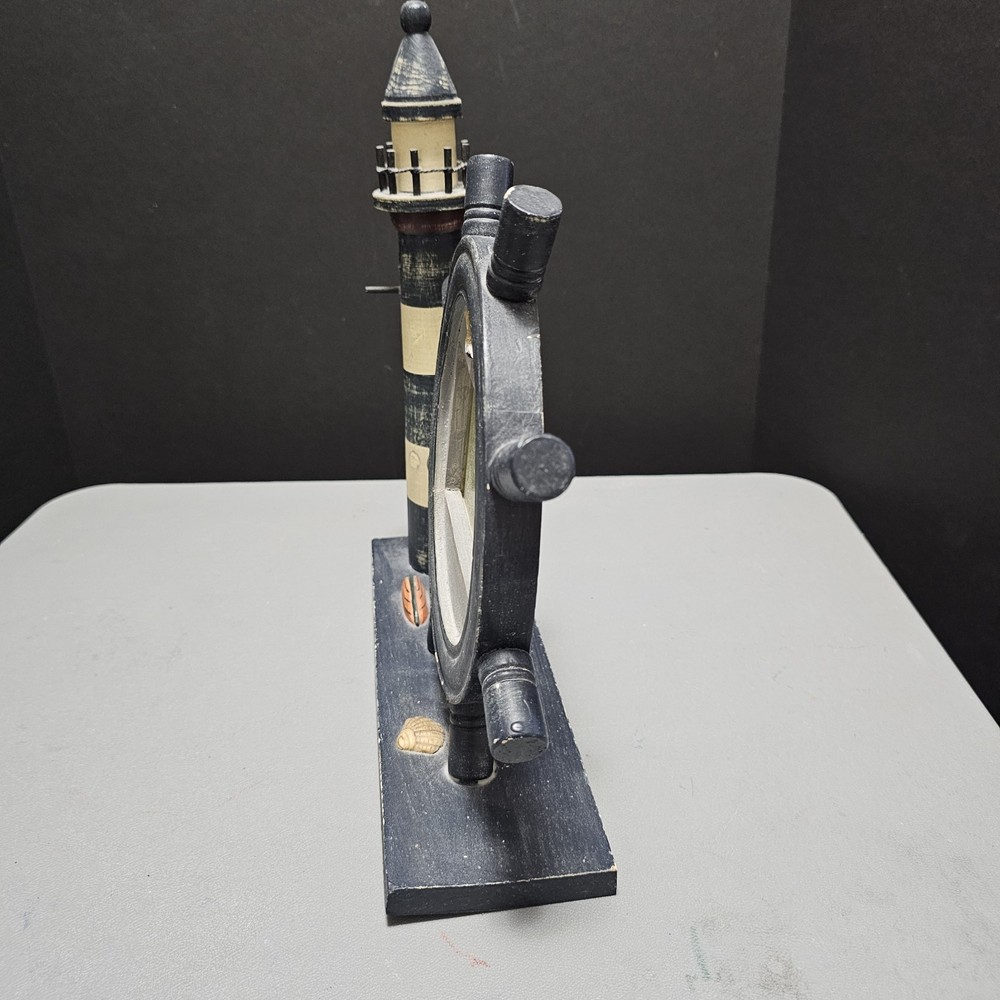 Lighthouse And Ship Wheel Picture Frame