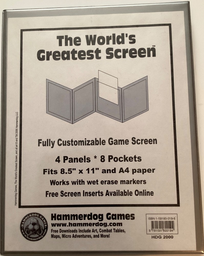 Worlds Greatest Roleplaying Screen Customizable Four Panel MINT Hammerdog Games
