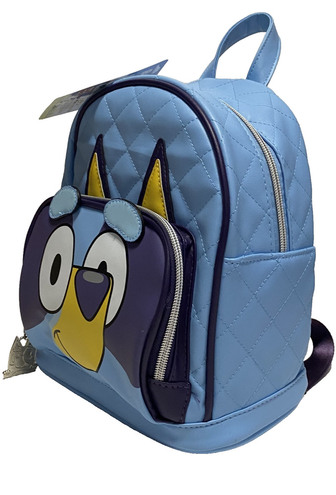Mini Backpack Bluey 9" x 10" x 5" Lined Adjustable Straps Light Blue
