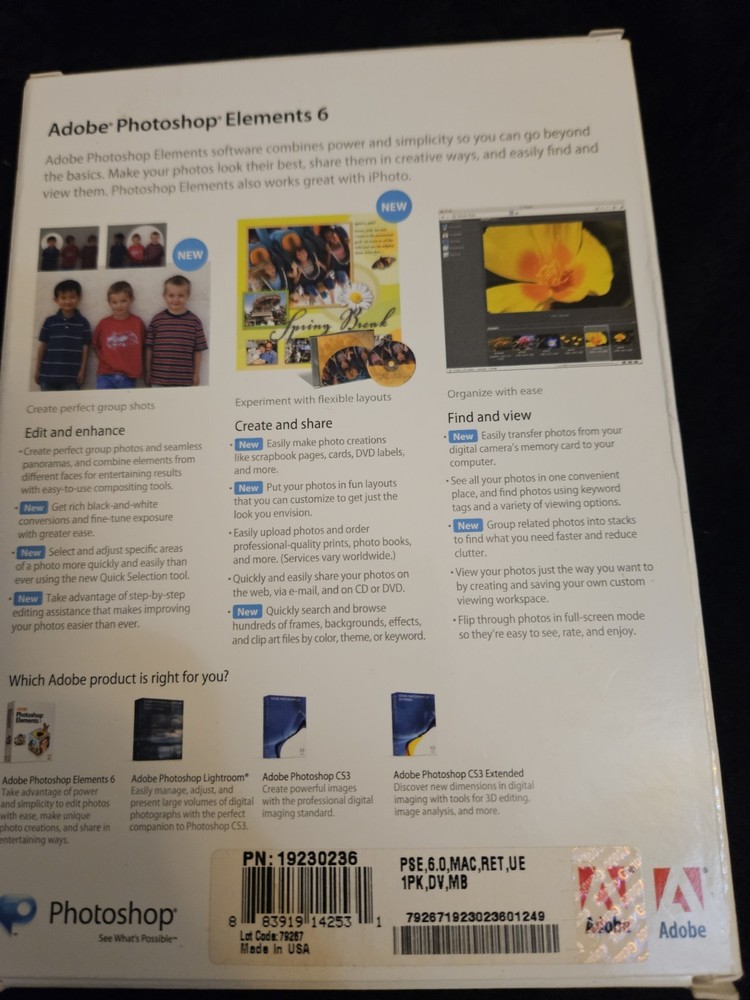 Adobe Photoshop Elements 6 for Macintosh Mini Box CIB Excellent Condition