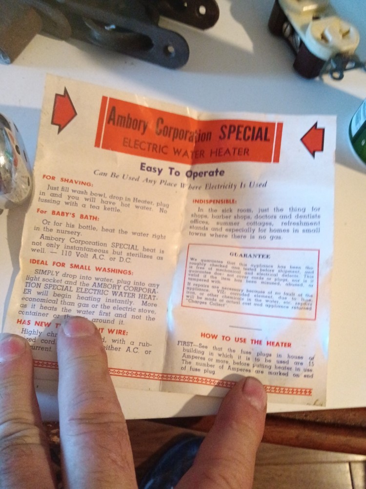 Vintage AC/DC Electric Water Heater In Its Original Packaging 30/40s