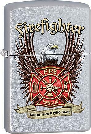 Zippo Windproof Metal Design Fire Lighter - Fighter Crest "Honor Those Who Save"