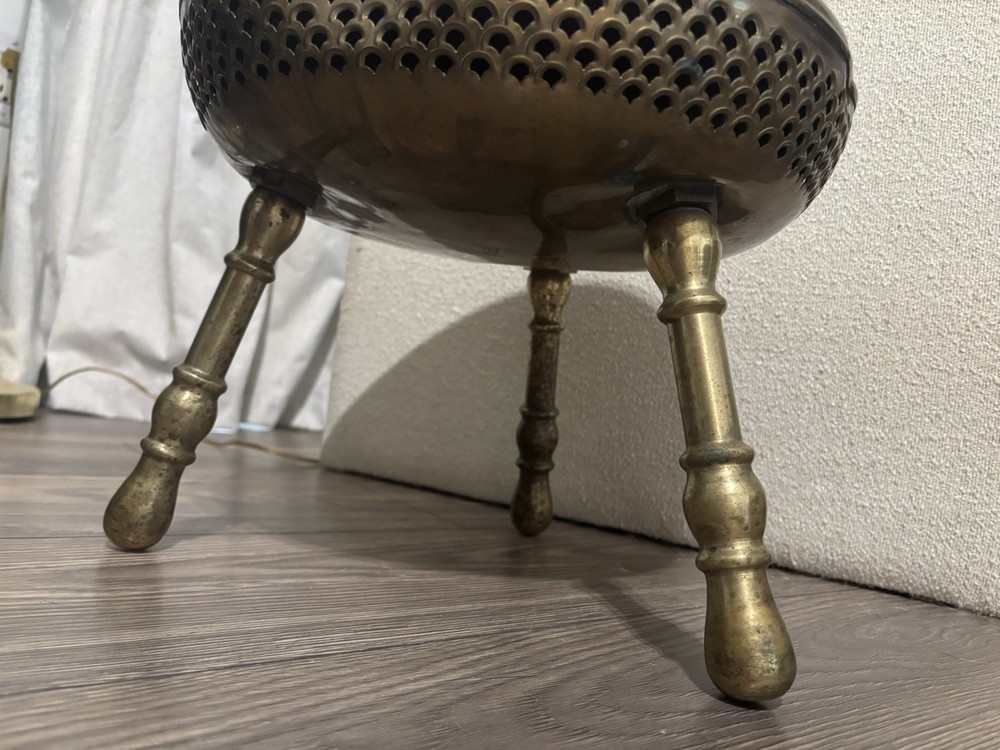 Indian Brass Three Legged Foot Stool Warmer