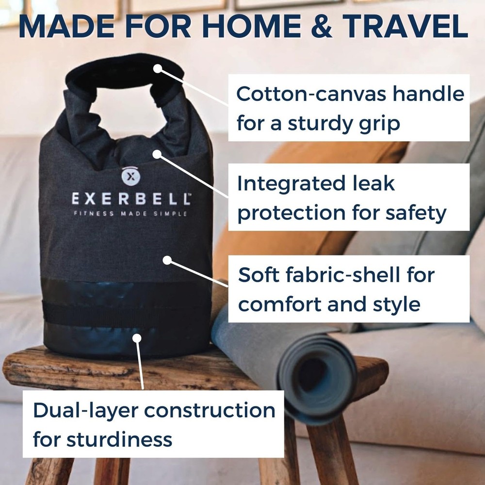 Exerbell Foldable Adjustable Kettlebell 4-30lbs – Portable Water Sandbag Func...