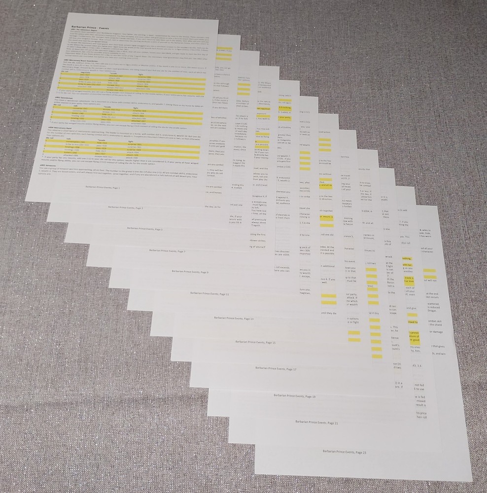 *NEW* Barbarian Prince, Solo, complete game, A3 map+rules 35+reference 6 pages.