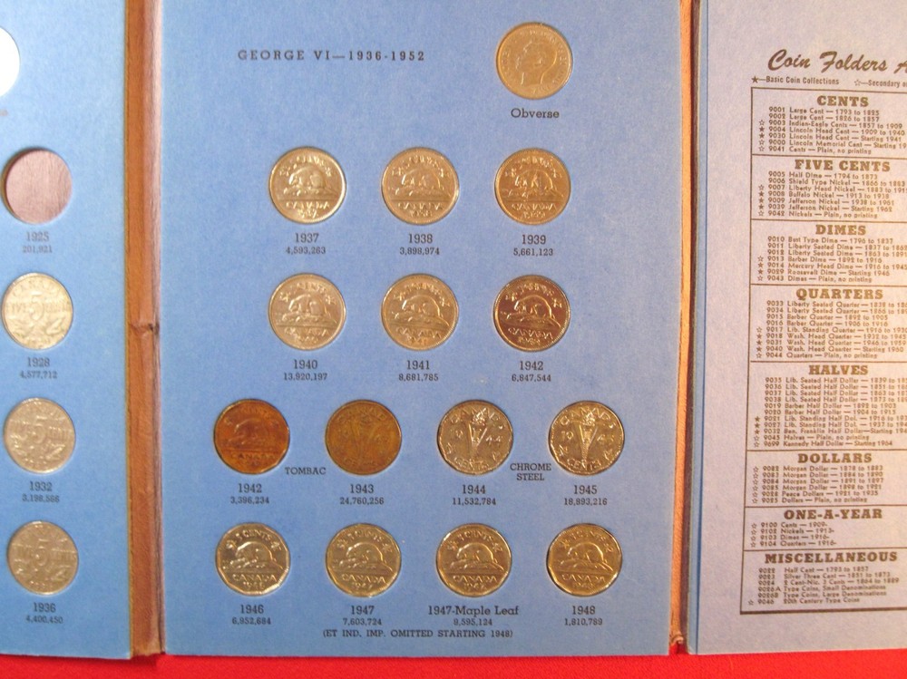PARTIAL #1+#2 CANADA NICKEL/ 5 CENT COLLECTION  (#352E)