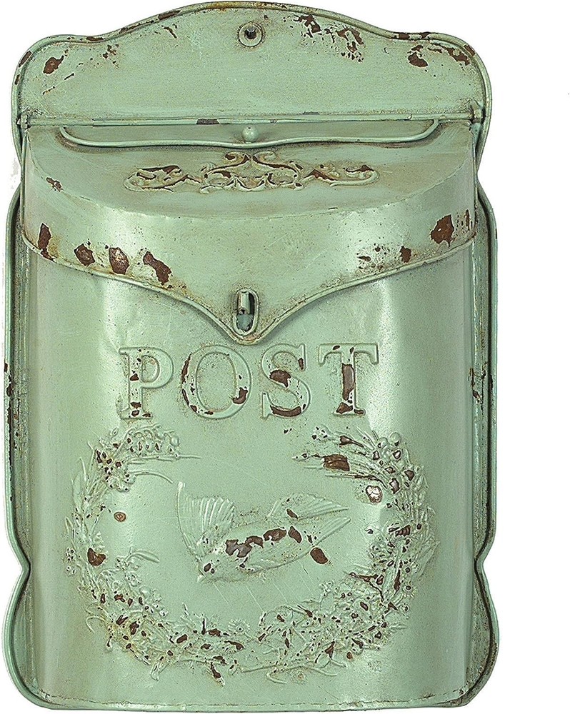Black Embossed Tin Post Letter Box