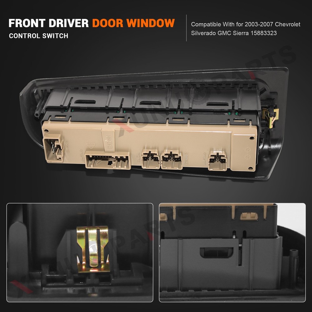 Front Driver Power Window Switch & Bezel Kit for 2004-2006 Chevy Silverado 1500