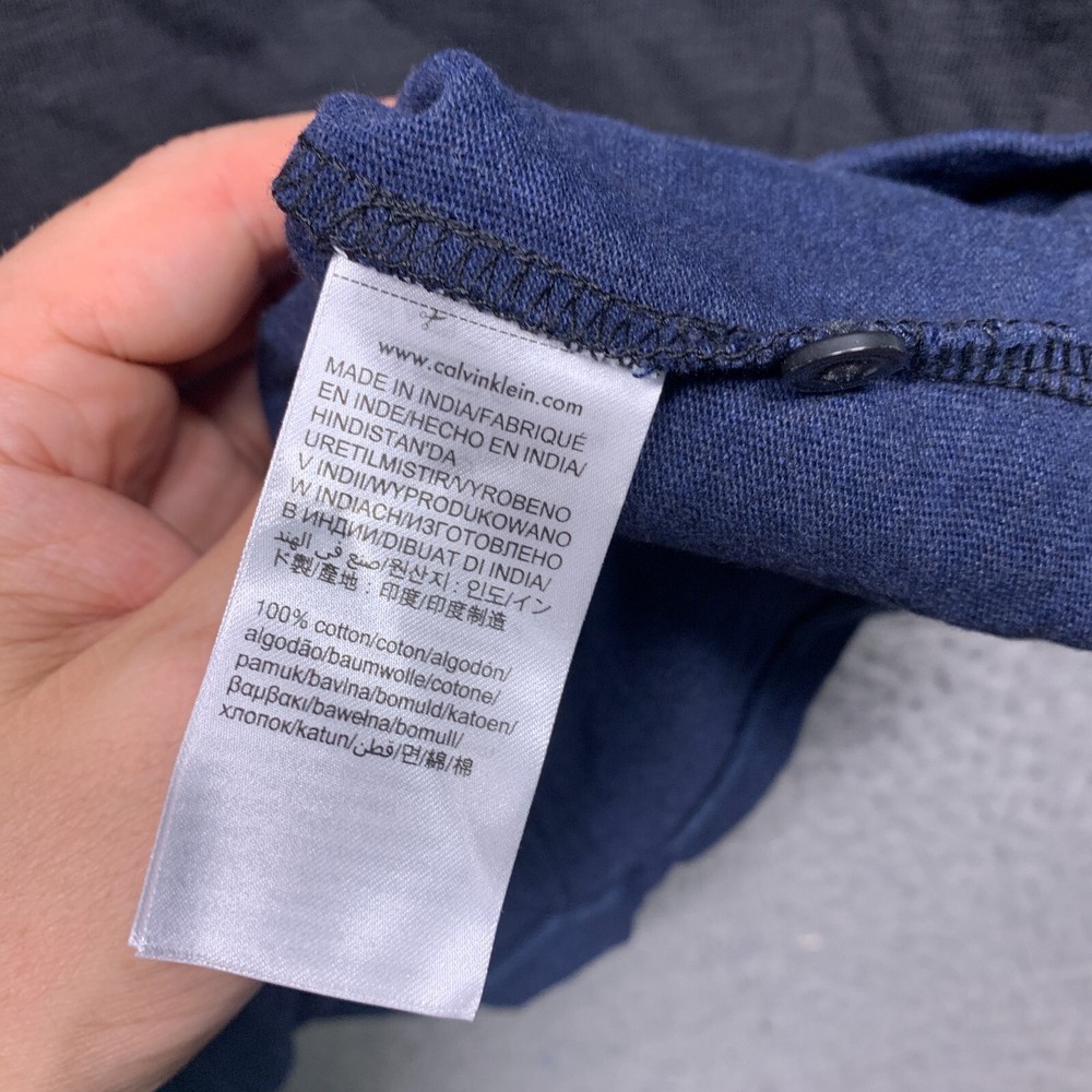 Calvin Klein Jeans Mens Blue M Medium Color Block Polo Pullover Striped