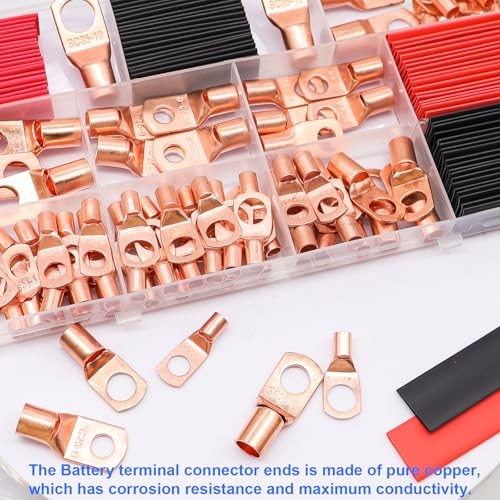 160PCS Battery Cable Ends with Hammer Lug Crimper 160PCS kit+ Crimper Tool