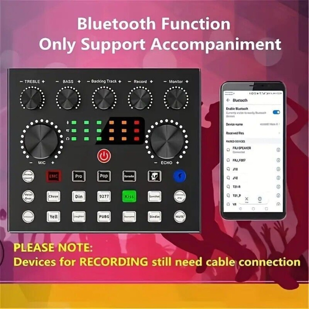 800mAh V8S Bluetooth Sound Card Multi-platform Live Steaming Compatibility