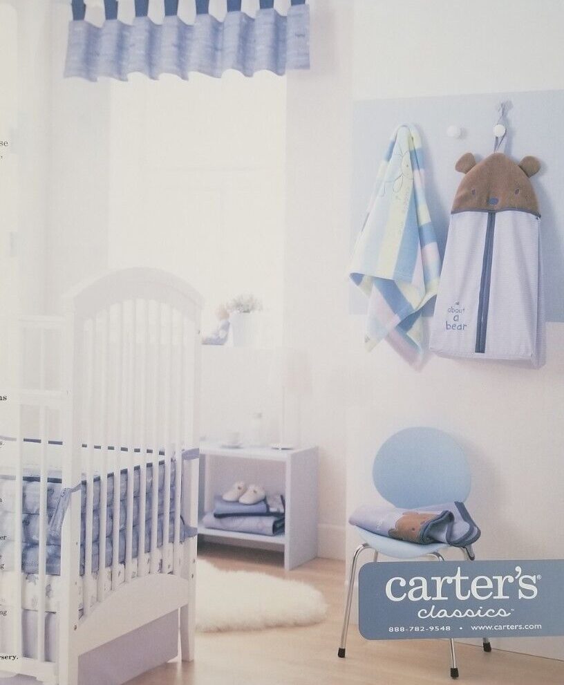 3 pc Carter's Classics Bear Baby Nursery Crib Bedding Set NIP