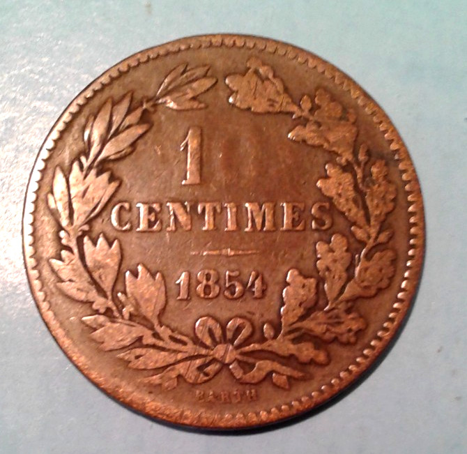 Luxembourg 10 Centimes Error coin.1854. Missing zero. Very Rare.
