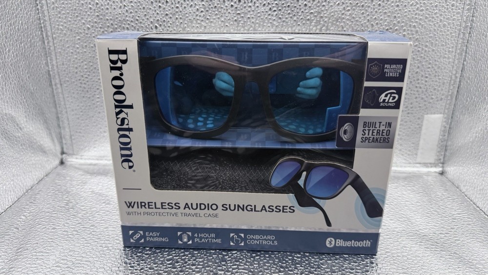 Brookstone Wireless Bluetooth Polarized Audio Smart Sunglasses – NEW w/ Case