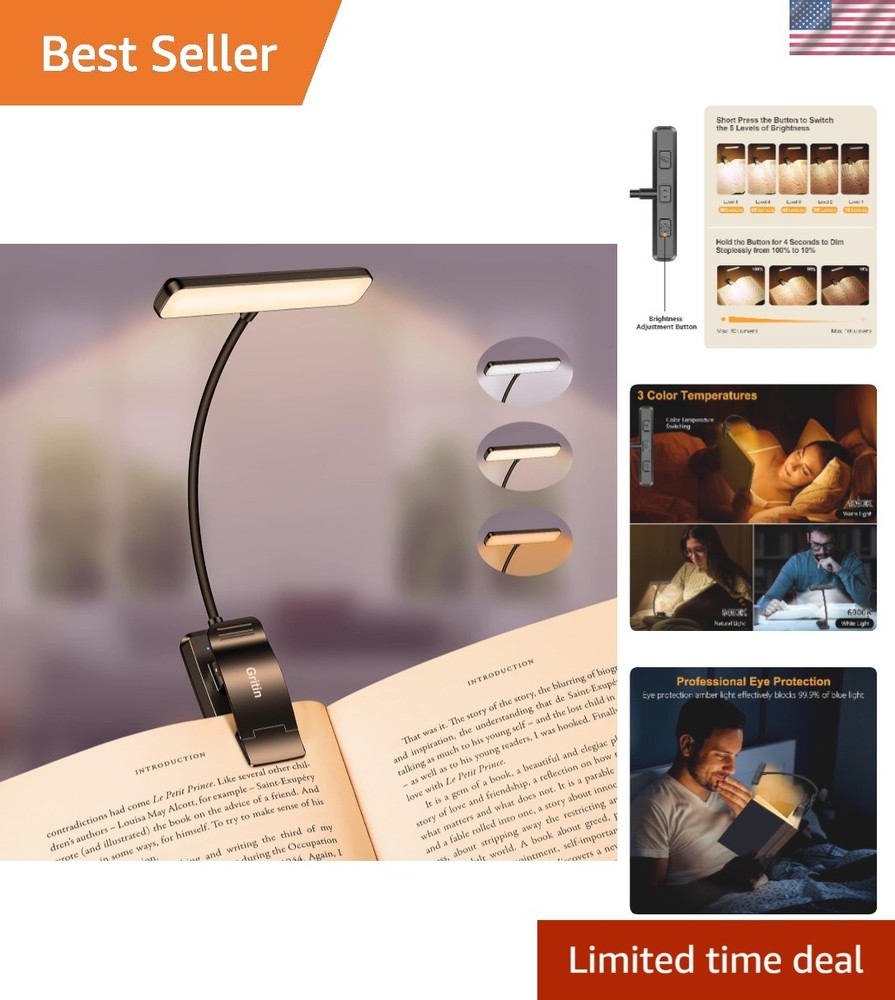 19 LED Rechargeable Book Light for Reading in Bed with Memory Function- Eye Cari