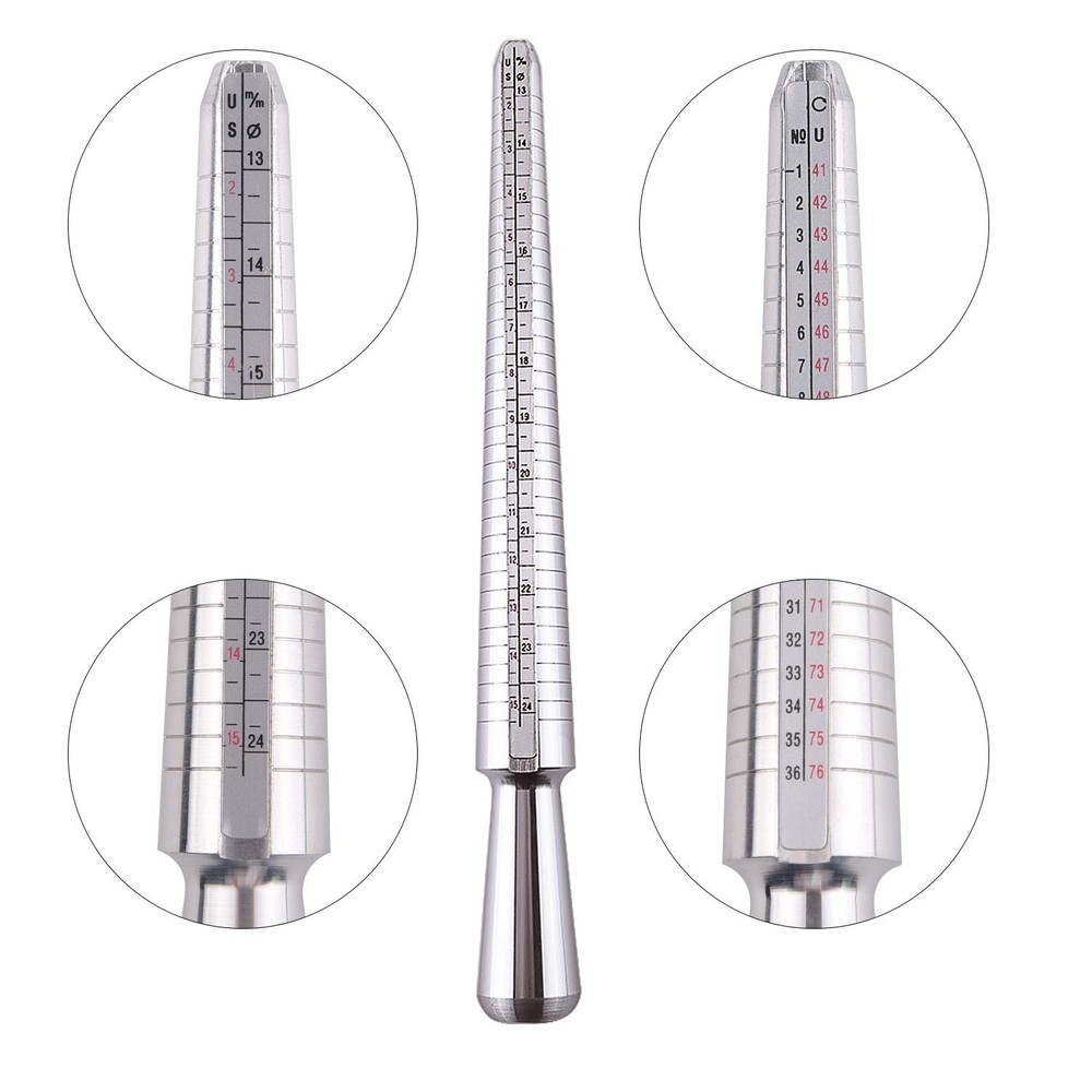KUUQA Metal Ring Mandrel Sizer and Rubber Hammer Mallet 5Pcs, Set 2