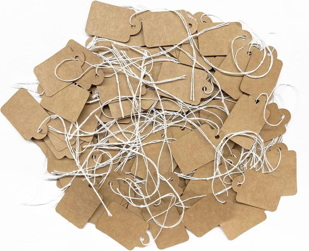 Versatile 200Pcs Kraft Price Tags with String - Classic Style for DIY Projects