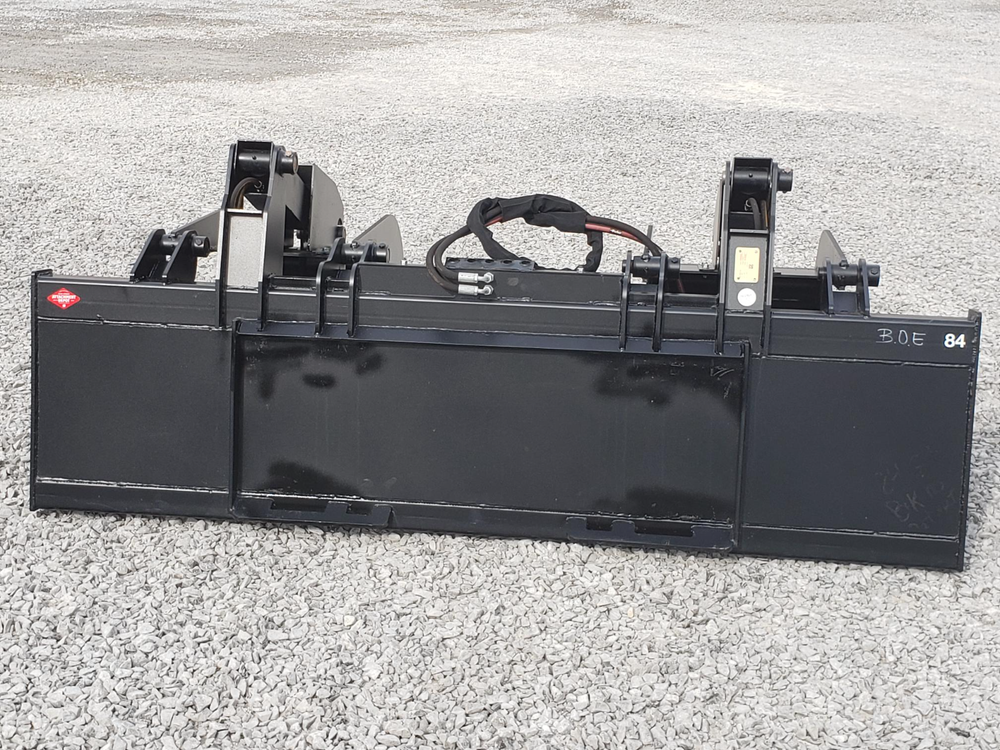 84″ Severe Duty Solid Bottom Bucket Grapple with Bolt on Edge Fits Skid Steer QA