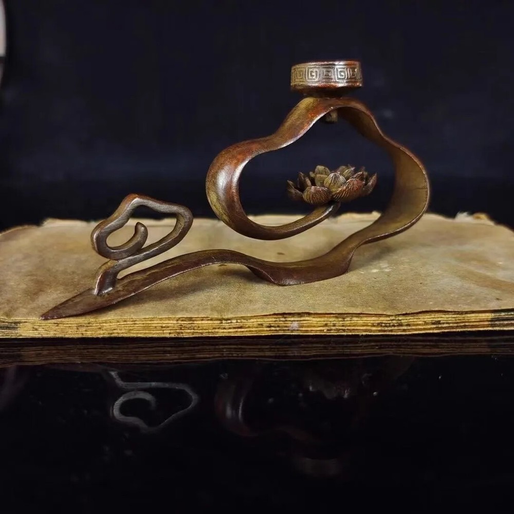 Retro Bronze Ware Lotus Flowing Back Fragrant Insert Tabletop Decoration