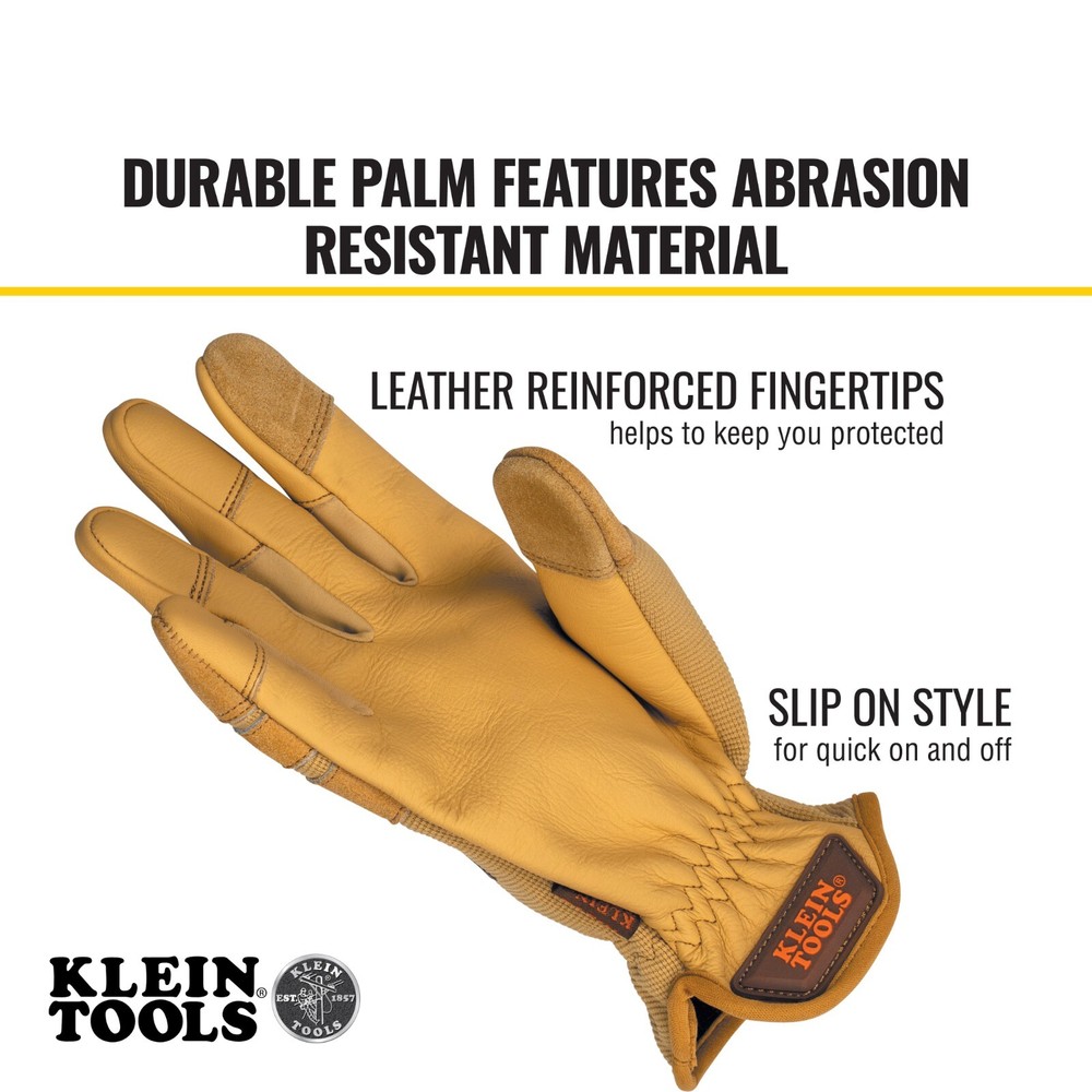 Klein Tools 60608 Leather All Purpose Gloves, Large