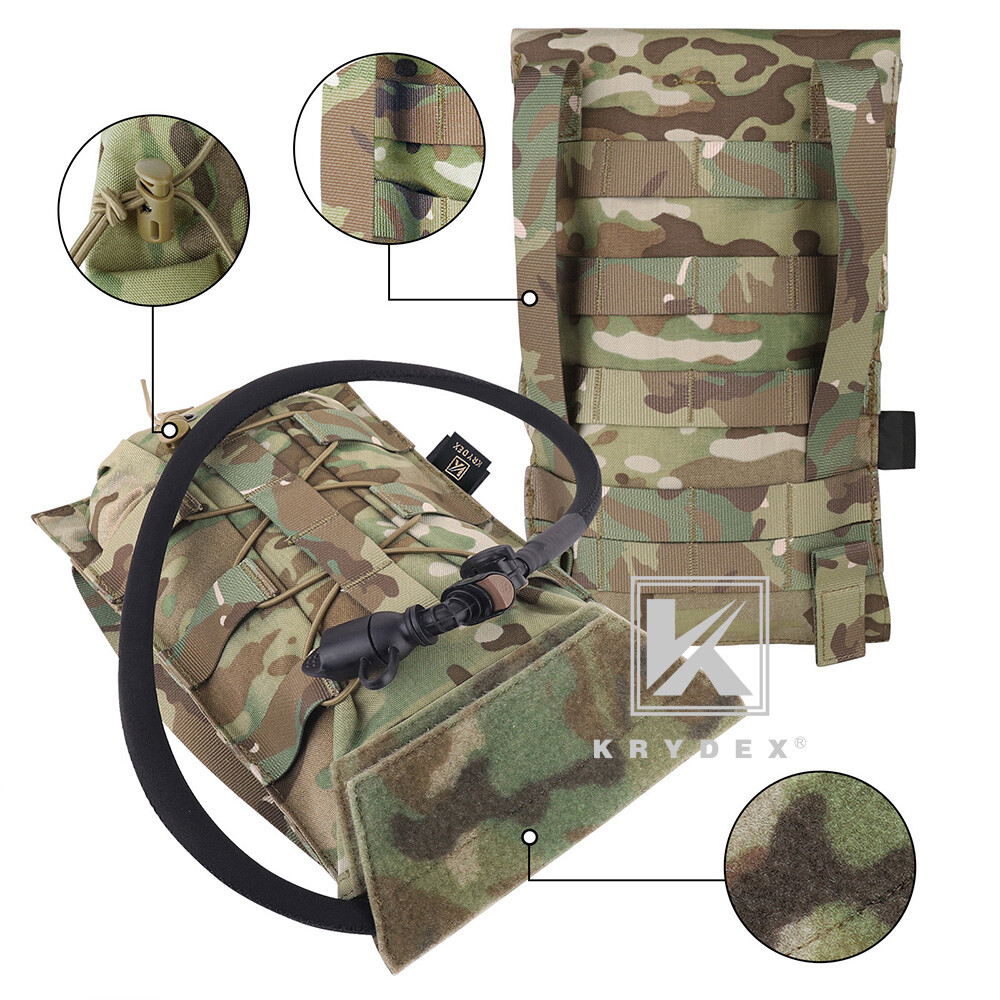 KRYDEX 1.5L Water Bladder Tactical Hydration Pack MOLLE Panel for Vest MC Camo