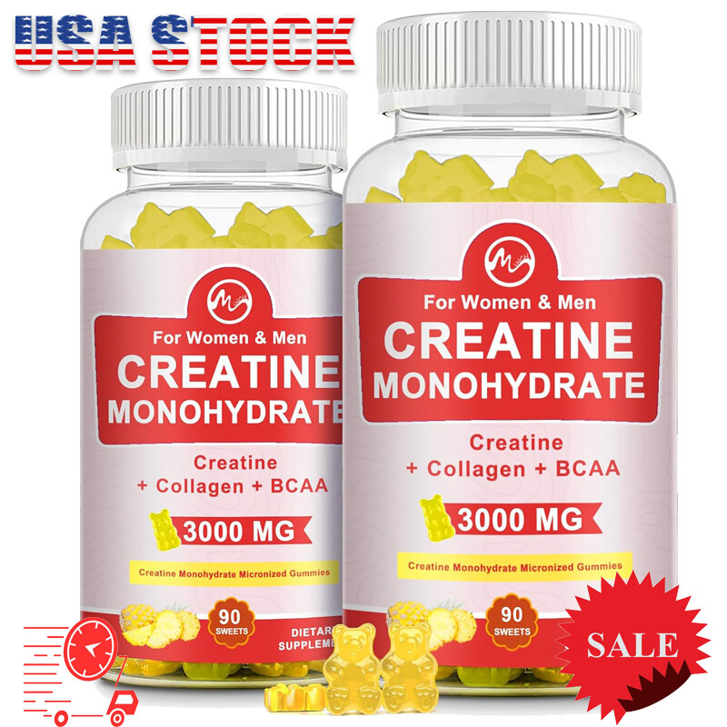 2x Creatine Monohydrate Gummies Pineapple FlavorEnergy Boost Improve Muscle Muss