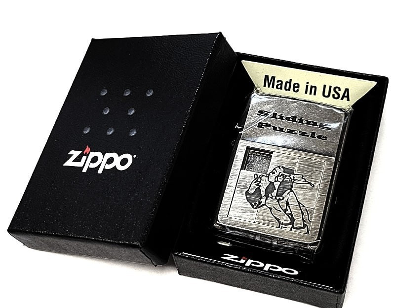 Zippo Windy Puzzle Etching Antique Silver One Sided Processing Lighter Regular