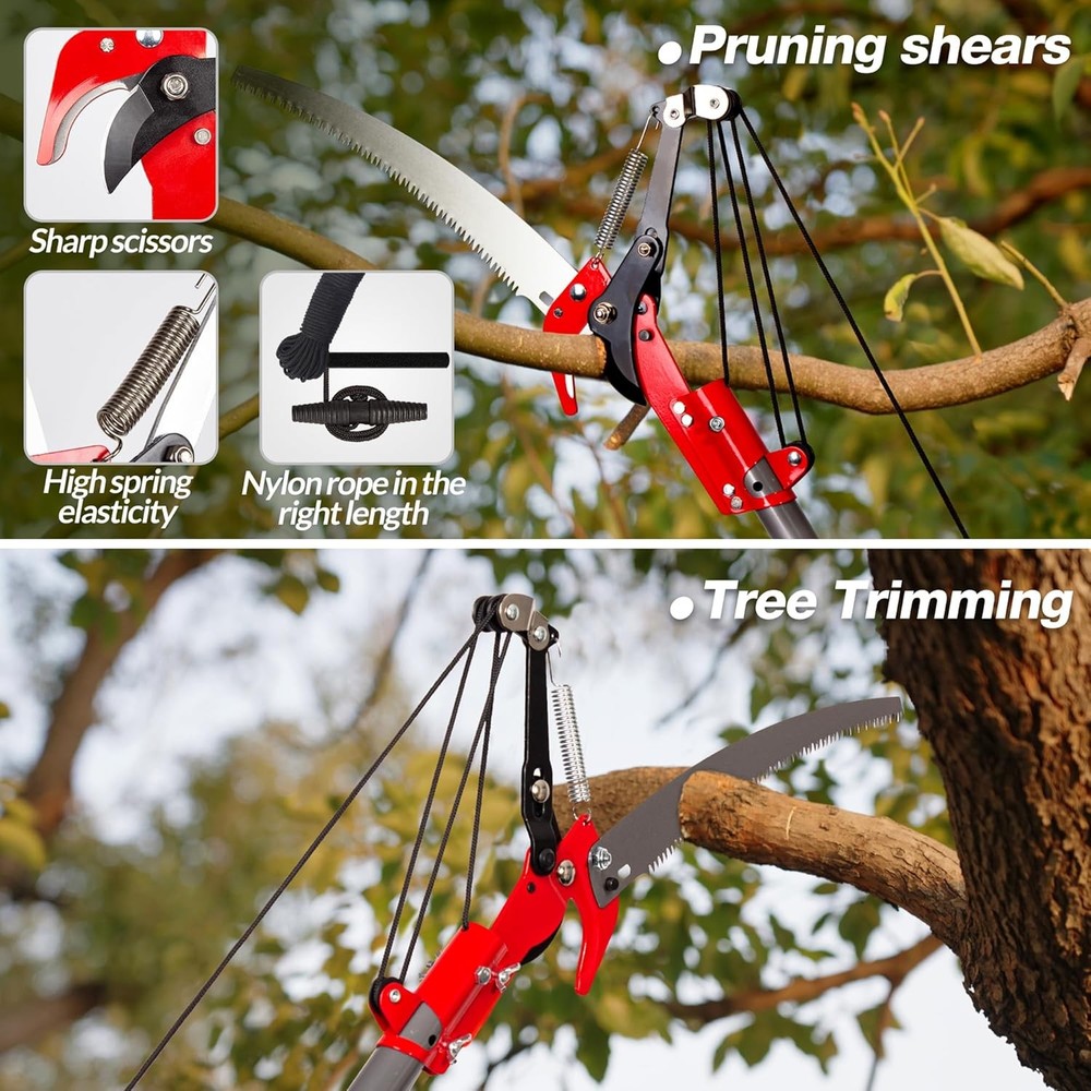 Suchtale 10FT Pole Saw for Tree Trimming, Manual Tree Pruner