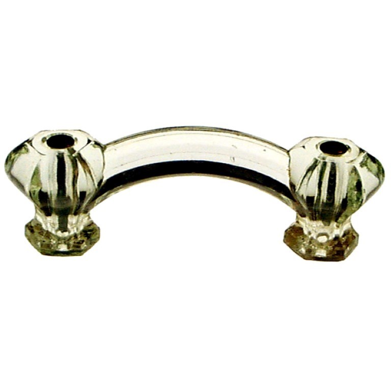 CLEAR GLASS HANDLE Hexagonal posts PULL Knob Hexagon antique vintage old retro