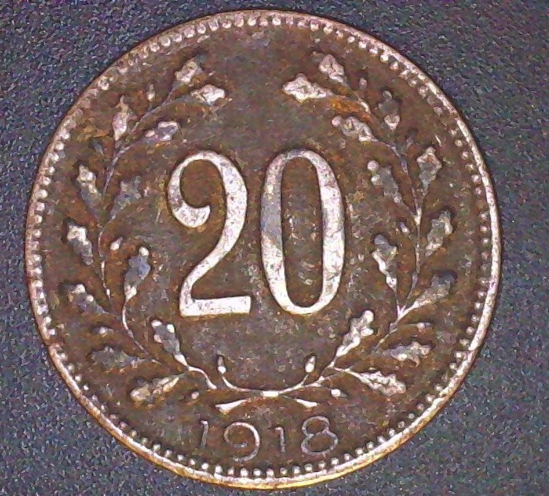 1918 Austria 20 Heller Coin